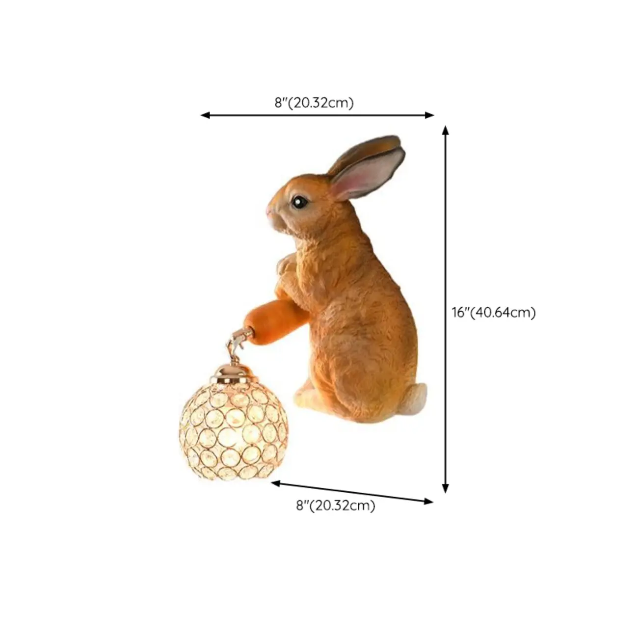 Kids Rabbit-Shaped Resin Wall Sconce with Crystal Shade