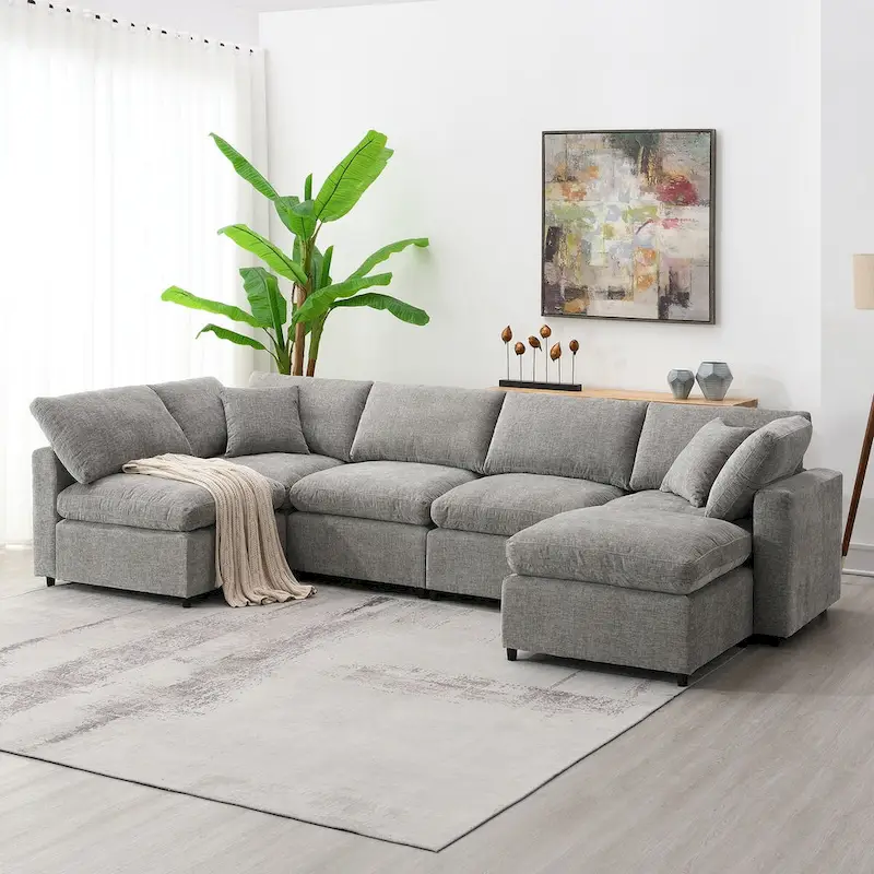 Modern Modular Cloud Sofa Bed with 6 Seat Sectional Couch Set