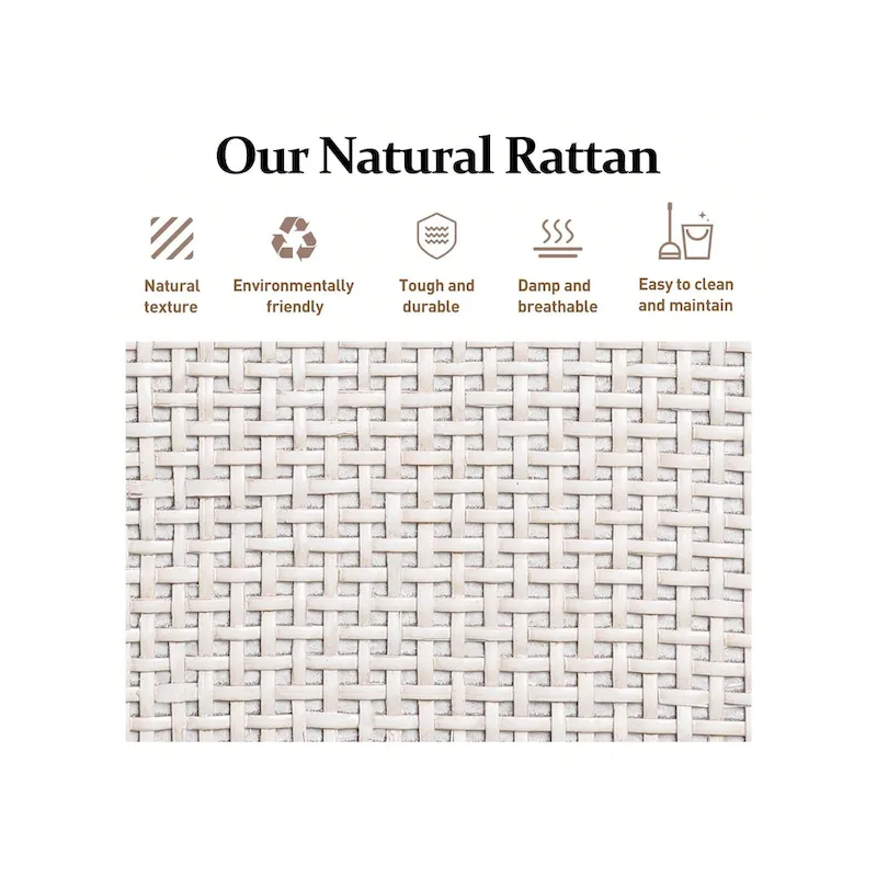 Boho Natural Rattan Console Table With Widened Tabletop & 2 Drawers