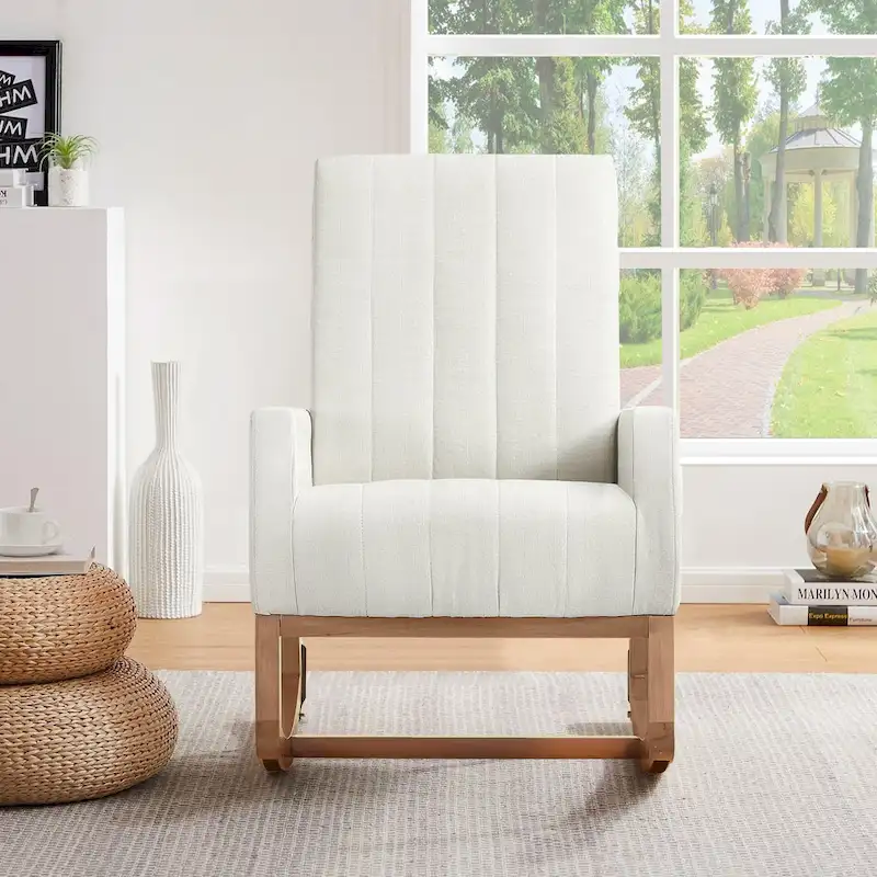 Adjustable Rocking Chair, Nursery Glider Chair with Adjustable High Back and Foot Rest