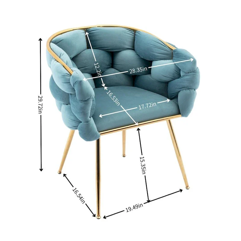 Blue Modern 28.7 Velvet Upholstered Accent Chair with Gold - Plated Metal Legs
