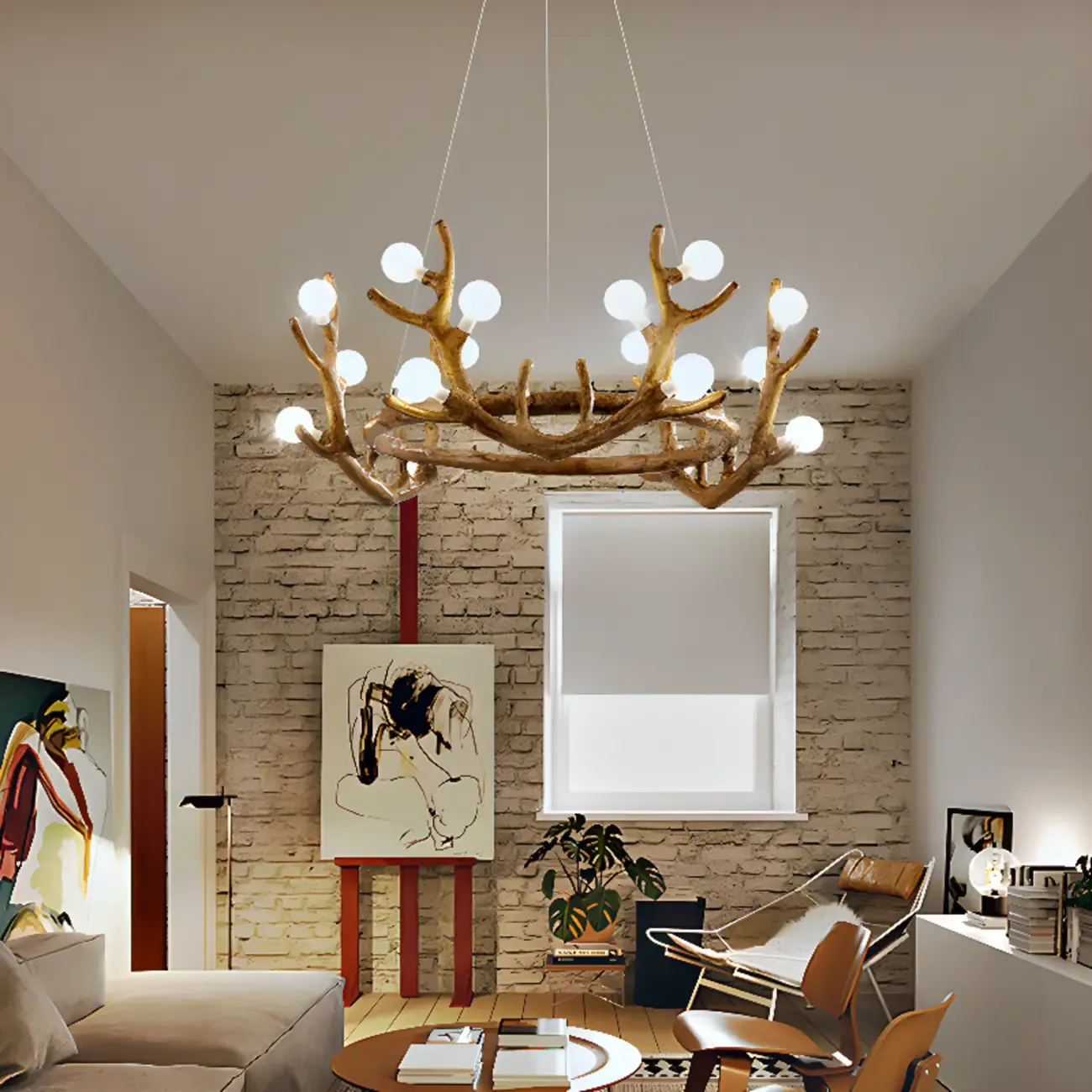 Modern Rustic Antler 18-Light Chandelier for Living Room