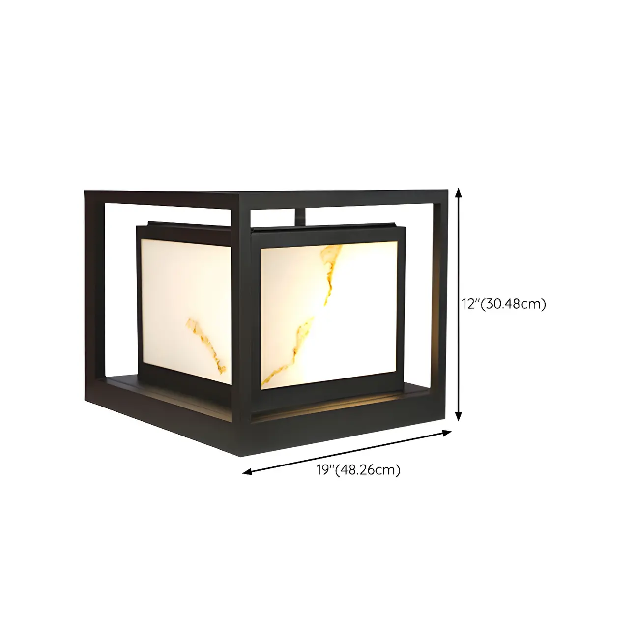 Black Metal Cubic Open Frame Post Cap Light