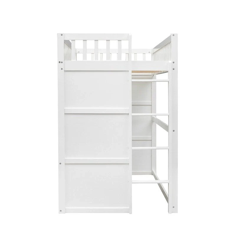 House Loft Bed Twin Kids Playhouse Bed, Solid Wood Loft Bed Frame with Window and Ladder