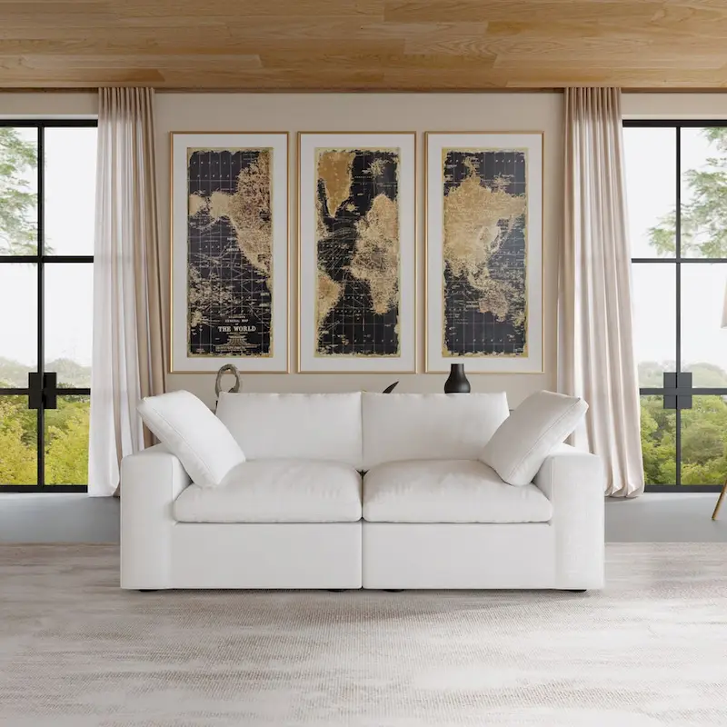 2 Seater Sofa Couch with Pillows for Living Room