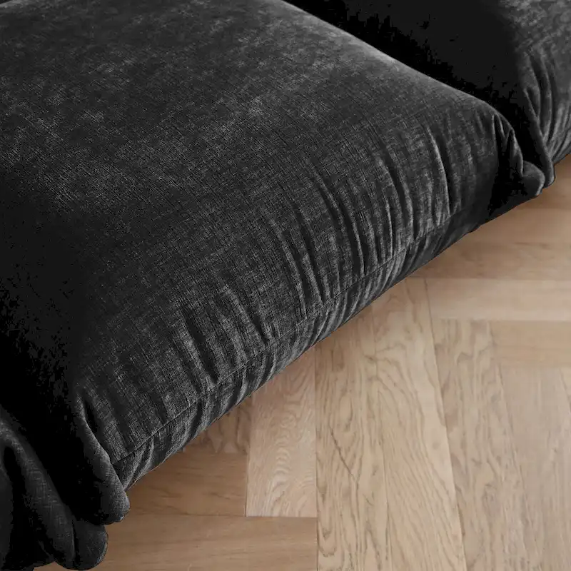 104 L-shape Chenille Modular Sofa Modern Sectional Semi-firm Sofa Couch with Ottoman