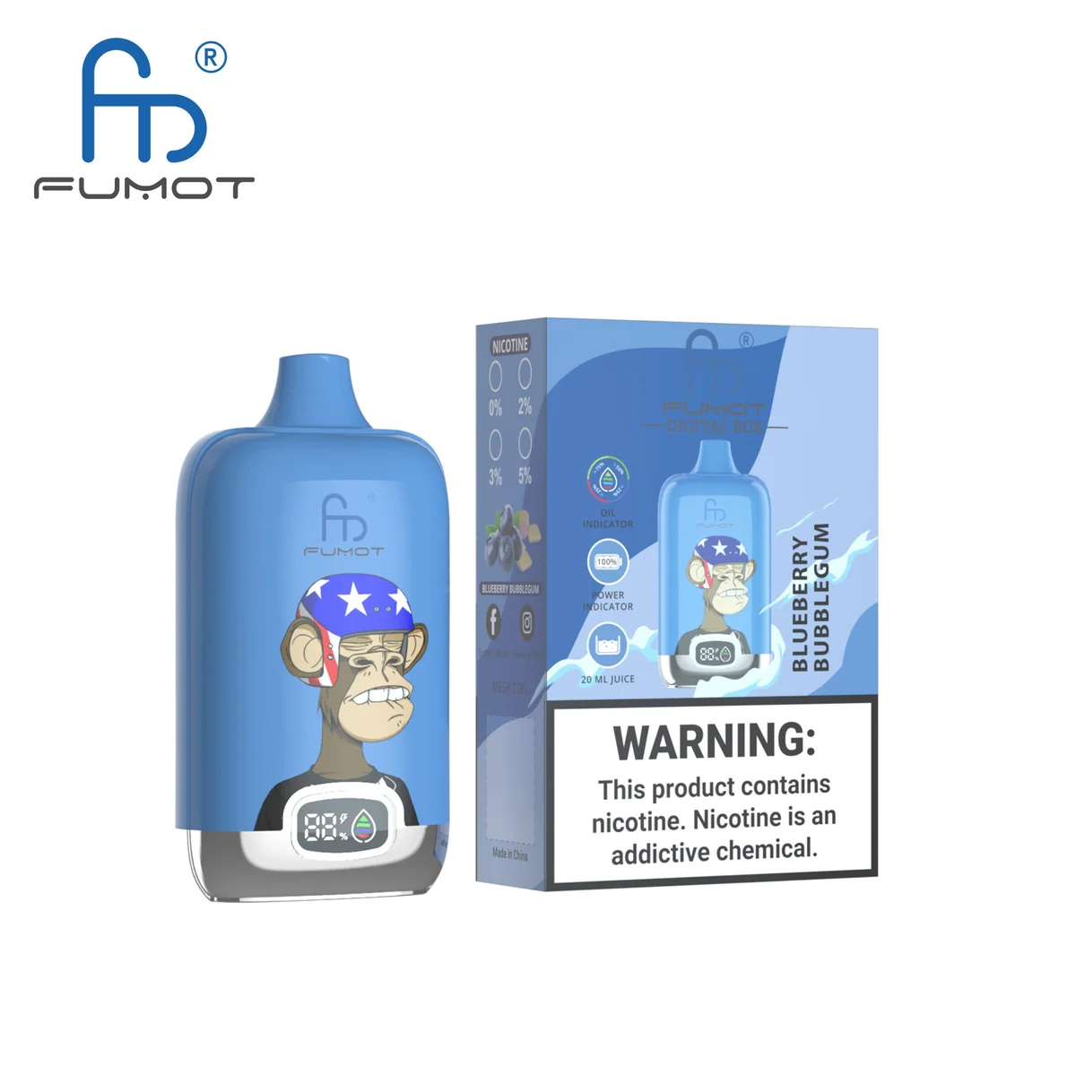 Fumot Digital Box 12000 Blueberry Bubblegum – Einweg-Vape mit Einzelverpackung