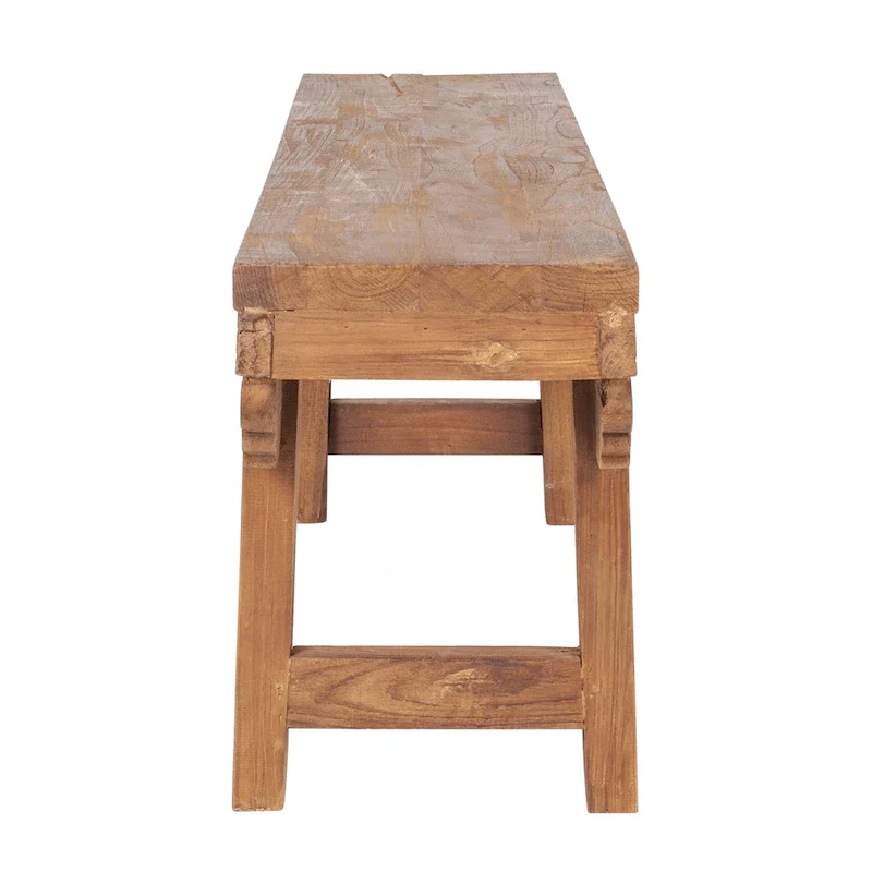 Natural Solid Wood Carved Bench by East at Main