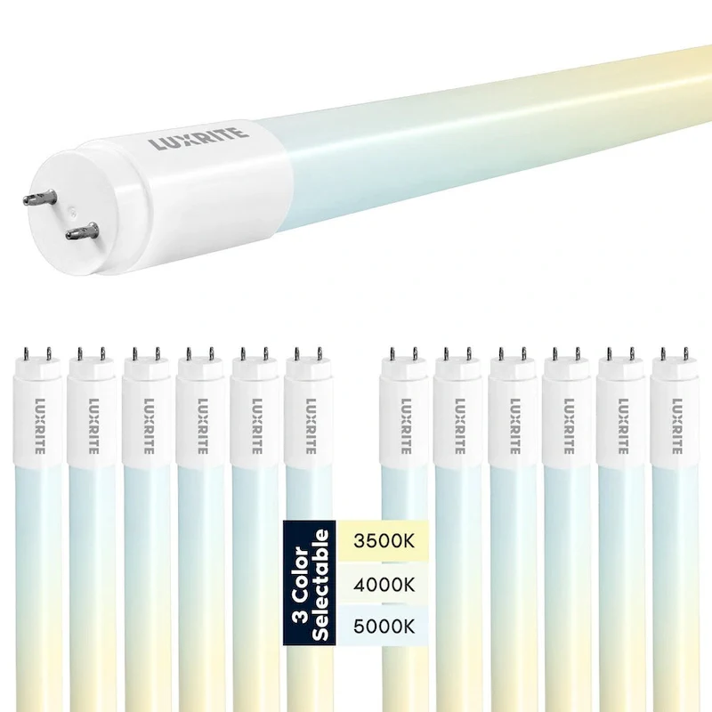 Luxrite 4FT T8 LED Tube Light, 13W=32W, 3 Color Option, Single and Double End Powered, 1950 Lumens, F32T8 4 Pack