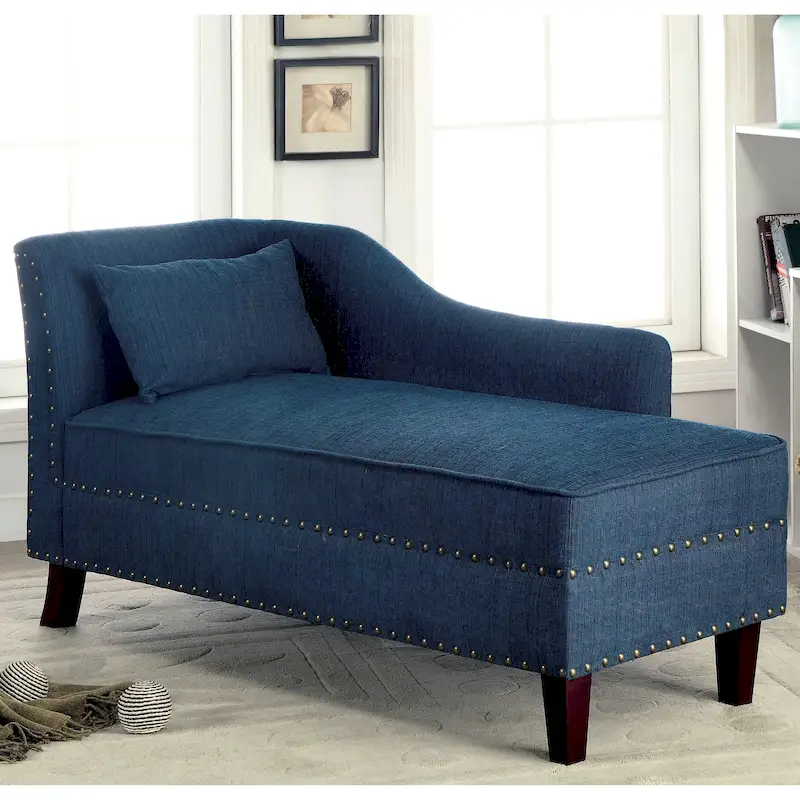Sing Transitional Fabric Upholstered Nailhead Trim Chaise Lounge Chair by Furniture of America