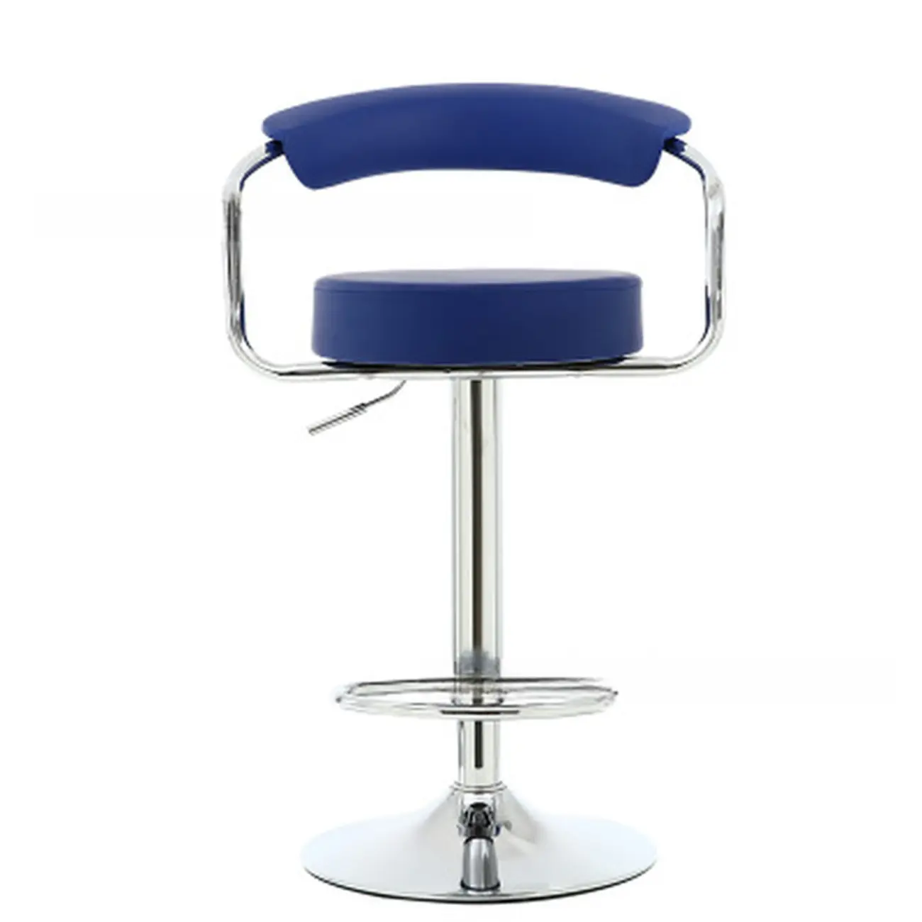 Modern Chrome Leather Ergonomic Adjustable Bar Stool