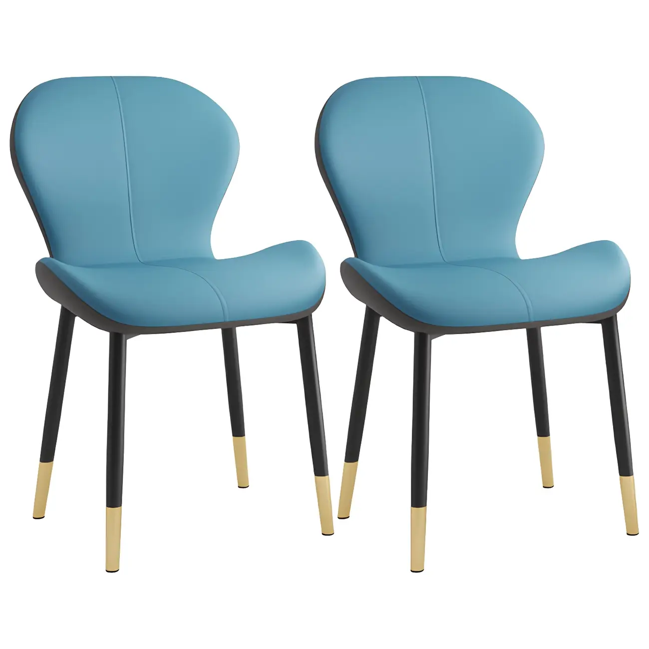 Art Deco Curved Back Leather Dining Chair Solid Back