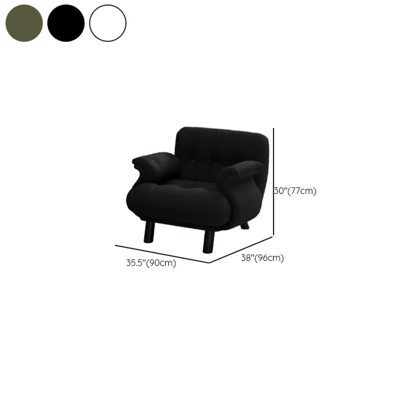 Elegant White Snowflake Velvet Upholstered Arm Accent Chair