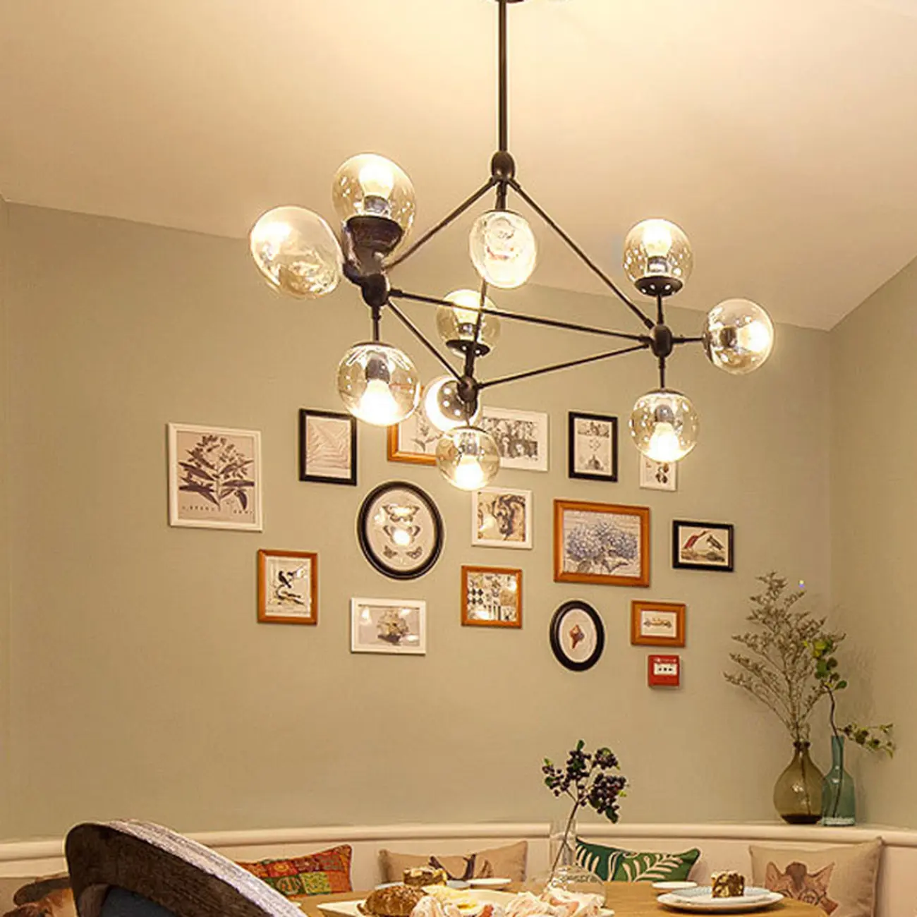 Multi-Light Modern Black LED Chandelier with Geometric Design