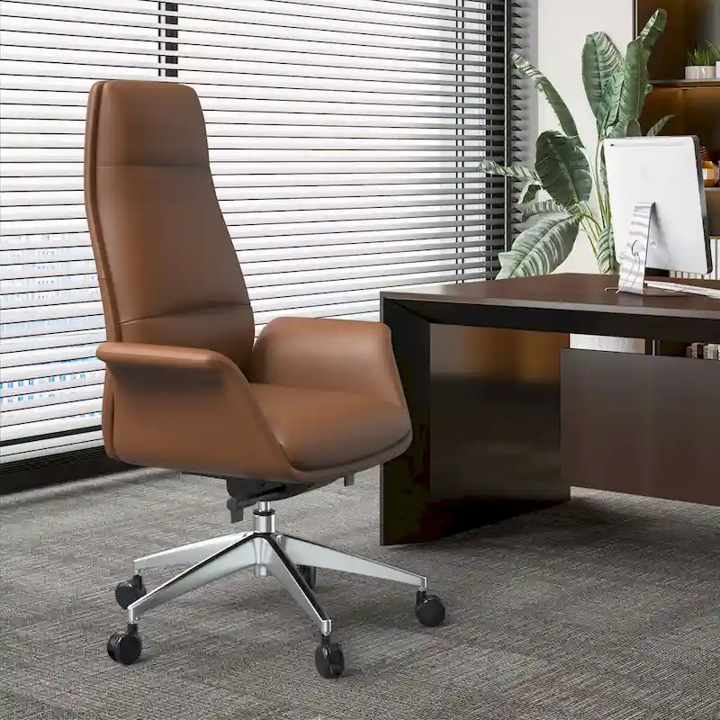 Summit High-Back Leather Office Chair with Swivel and Tilt
