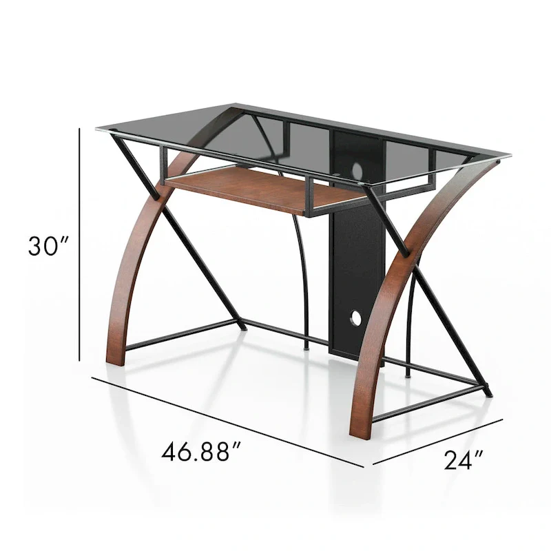 Falt Modern Grey-Tint 47-inch Glass Computer Desk by Furniture of America