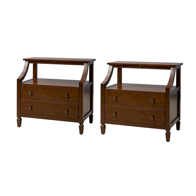 Jennifer 2 - Drawer Nightstand with Built-In Outlets and Pull-out Tray Set of 2 by HULALA HOME