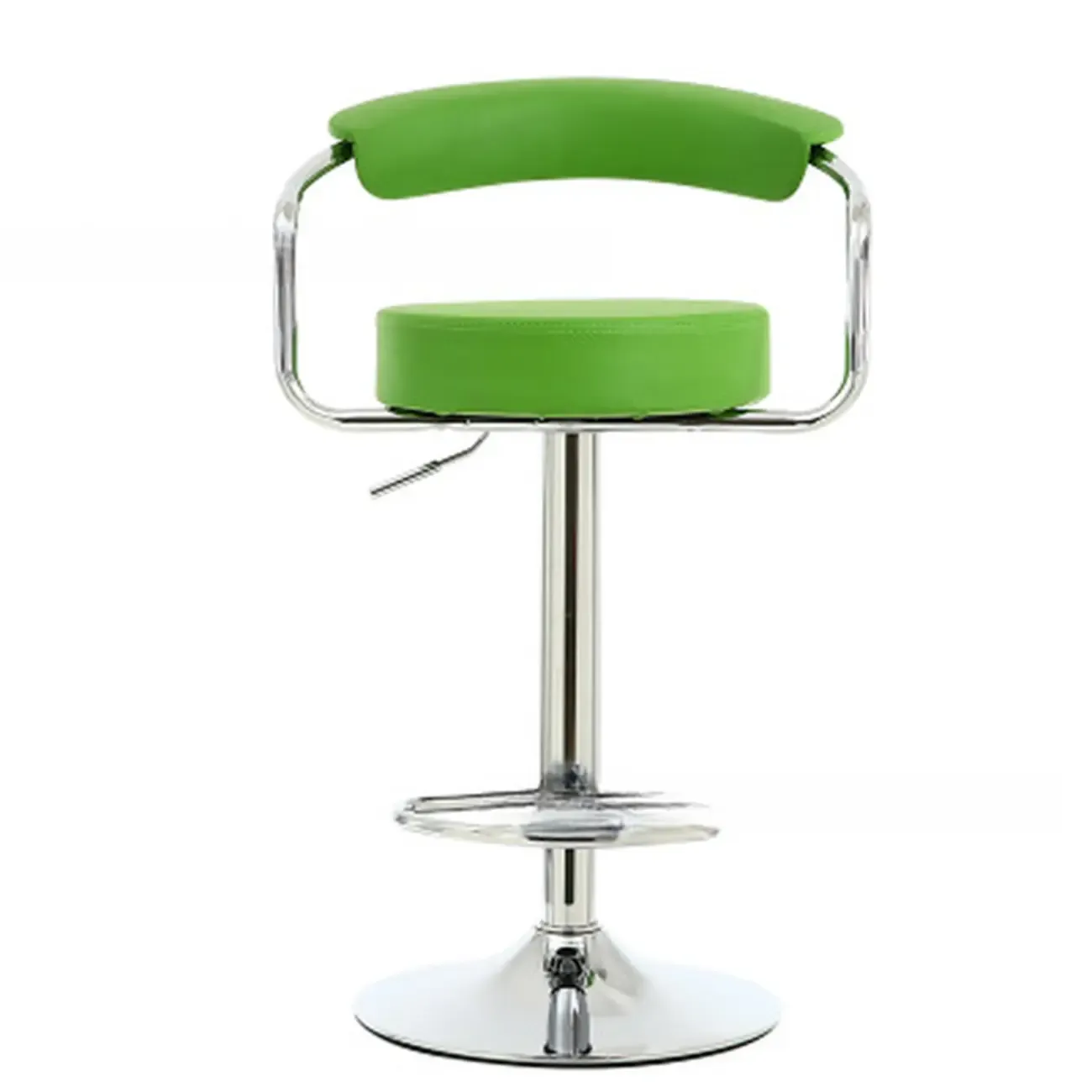 Modern Chrome Leather Ergonomic Adjustable Bar Stool