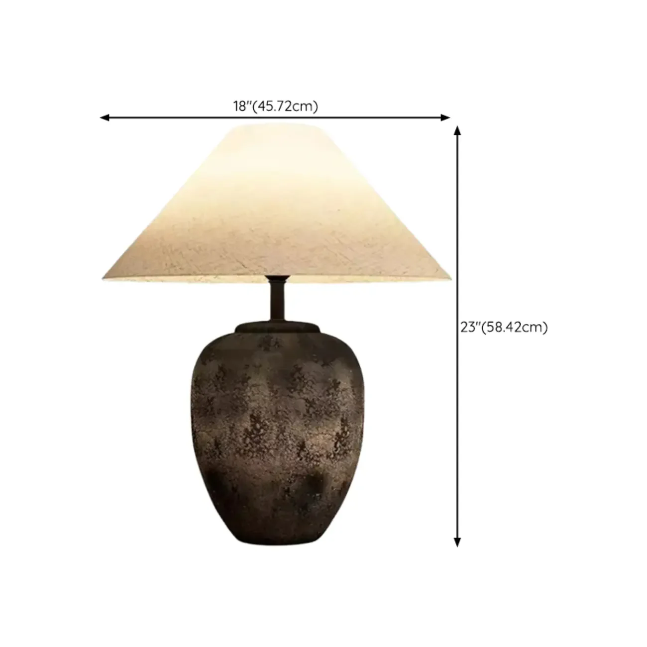 Ceramic Table Lamp with Cone Fabric Shade, LED Compatible