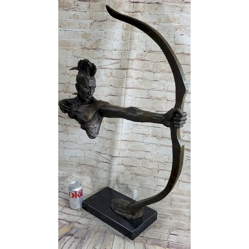 Native American Indian Mohawk Archer Bronze Bust Sculpture Statue Mario Nick 29 Inches X 23 Inches