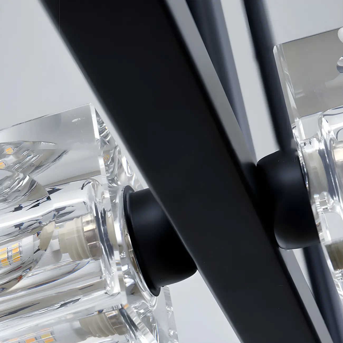 Adjustable Gold/Black Rectangle Crystal Island Chandelier