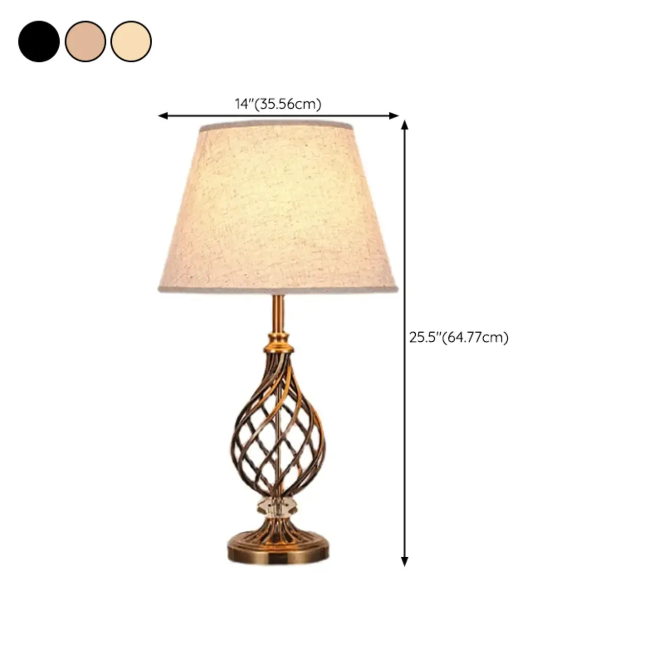 Geometric Fabric LED Bedside Table Lamp Antique Brass Base