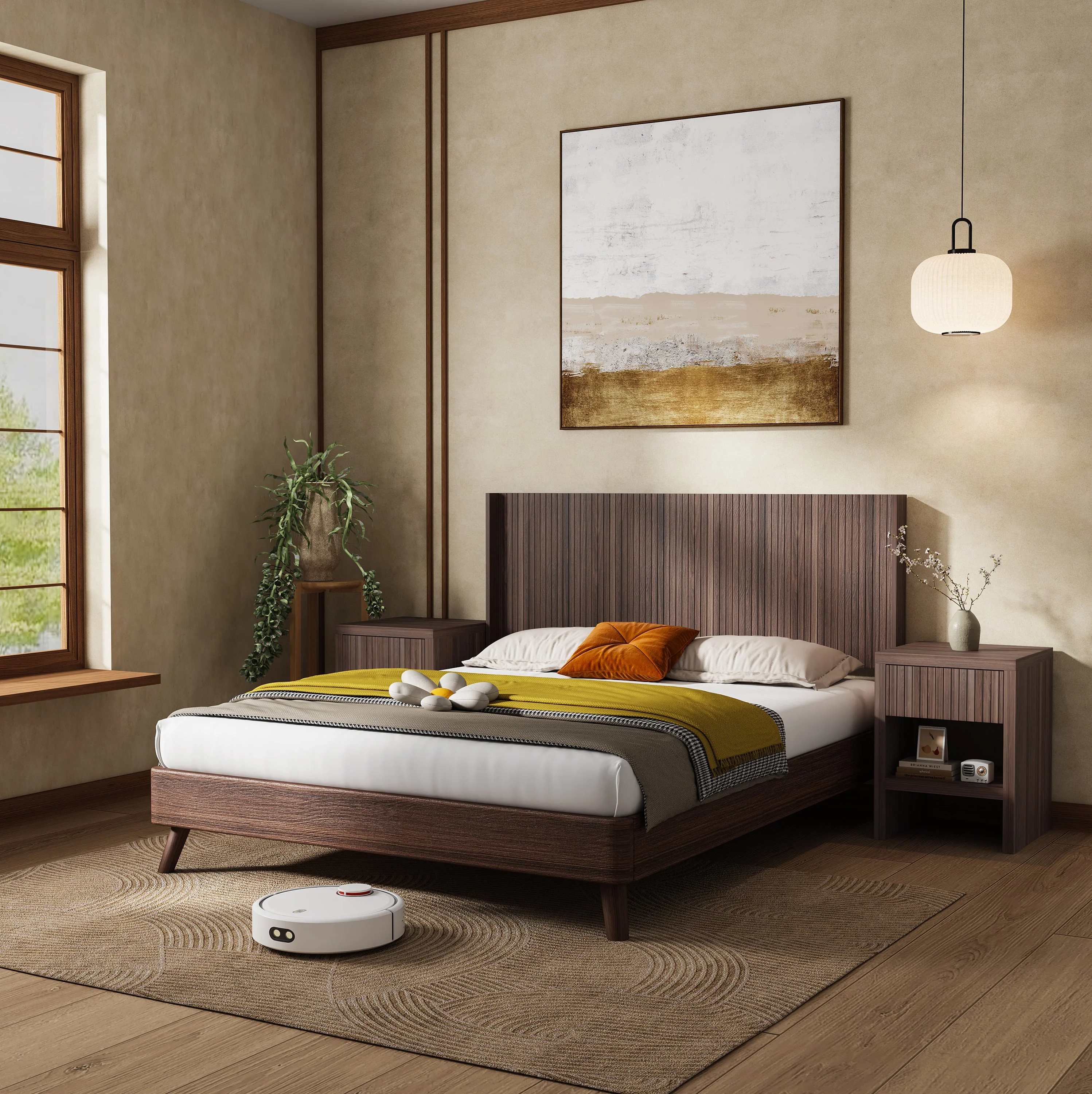 Walker Edison | Fluted Design Modern Farmhouse King Headboard Only