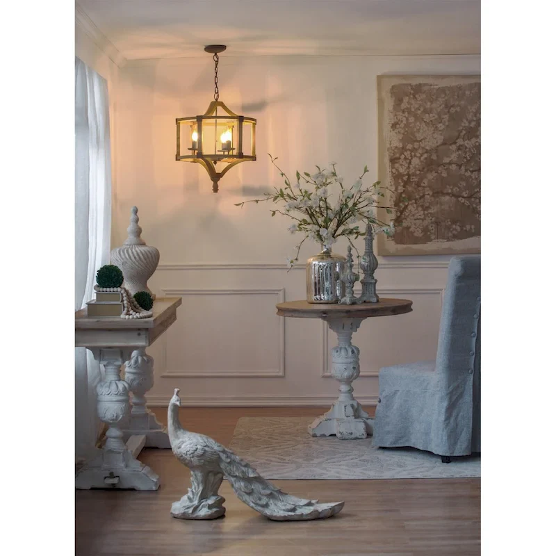 3 - Light Wood Drum Chandelier