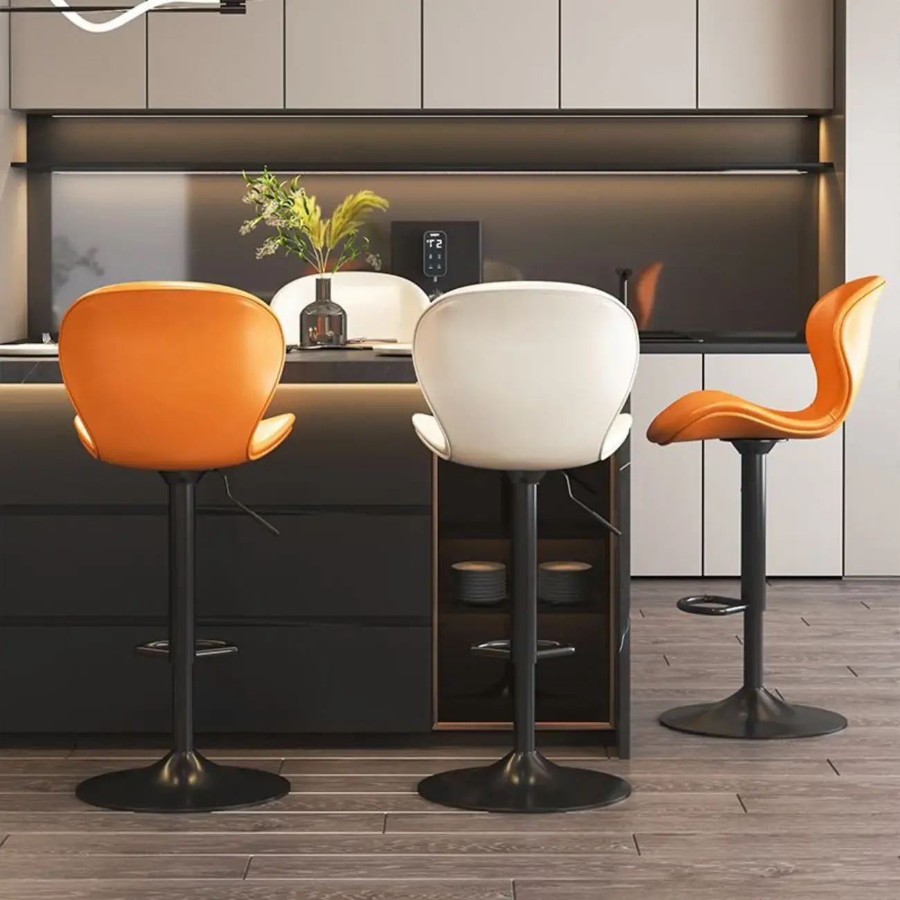 Modern Saddle Pedestal Swivel Adjustable Bar Stools
