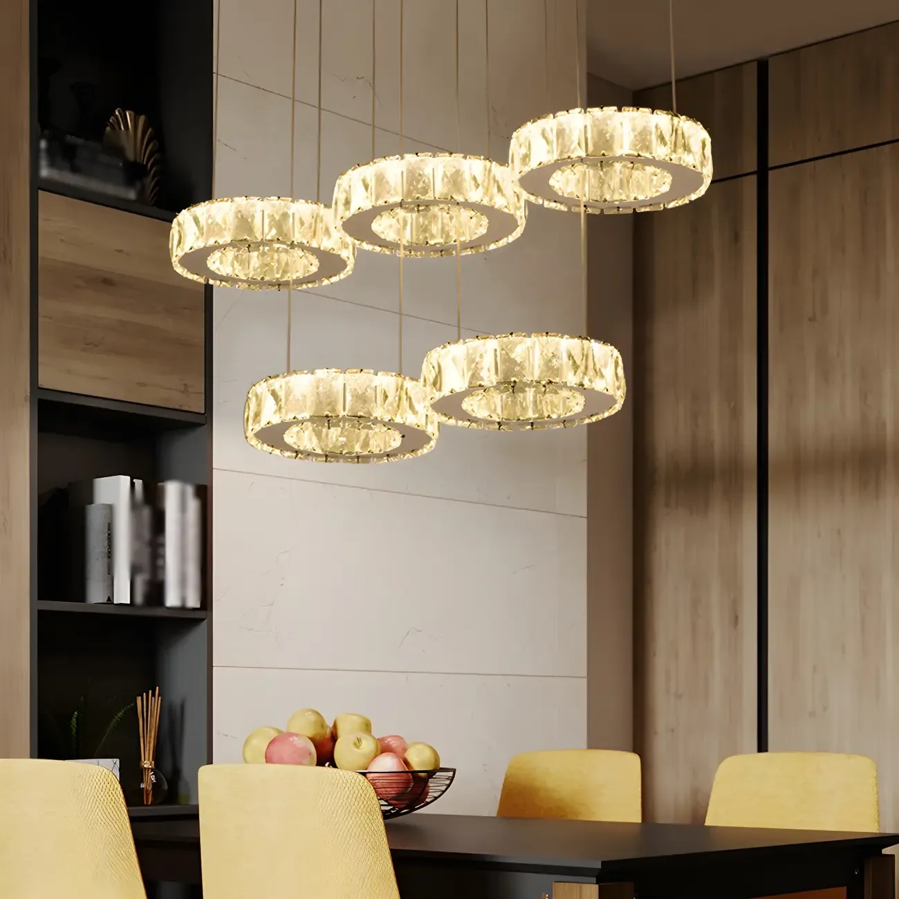Elegant Crystal LED Kitchen Pendant Light with Remote