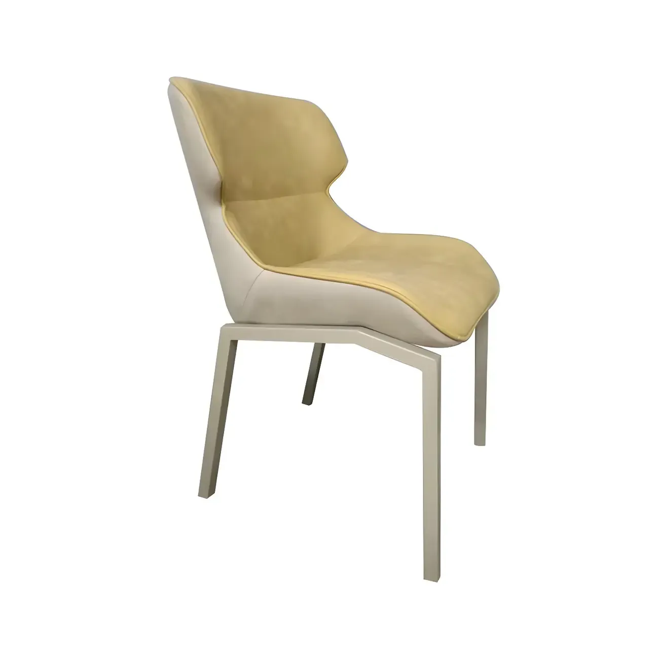 Camel Faux Leather Upholstered Dining Chair with Metal Legs