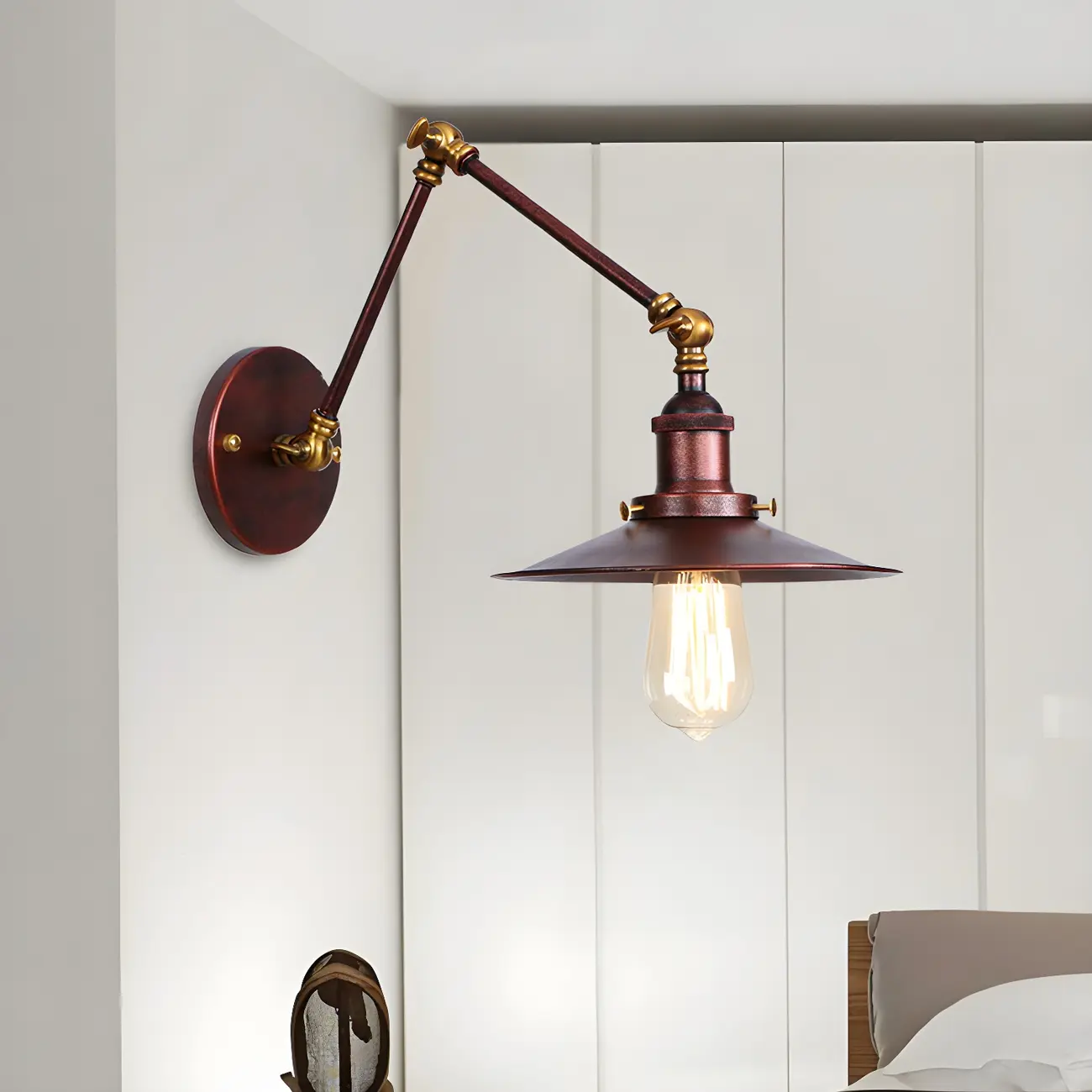 Industrial Metal Flat-Shade Swing Arm Wall Light