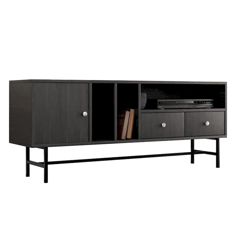 Rochester 2-Drawer 4-Shelf TV Stand Credenza with Iron Legs