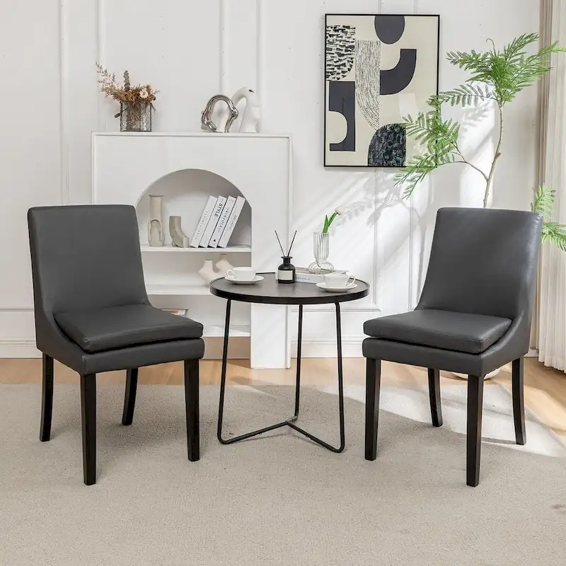Modern Armless Padded Dining Chairs, Set of 2, with Solid Wood Legs, Suitable for Kitchen, Dining Room