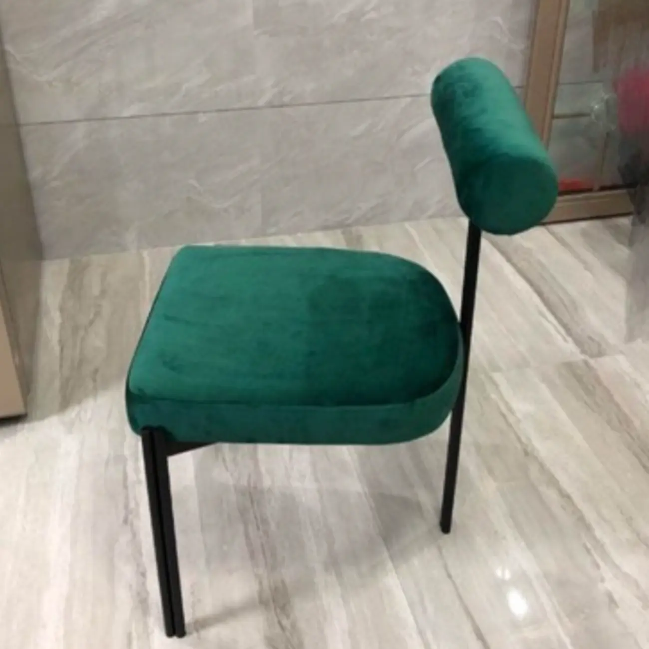 Grid Pattern Upholstered Armless Low Back Dining Chairs