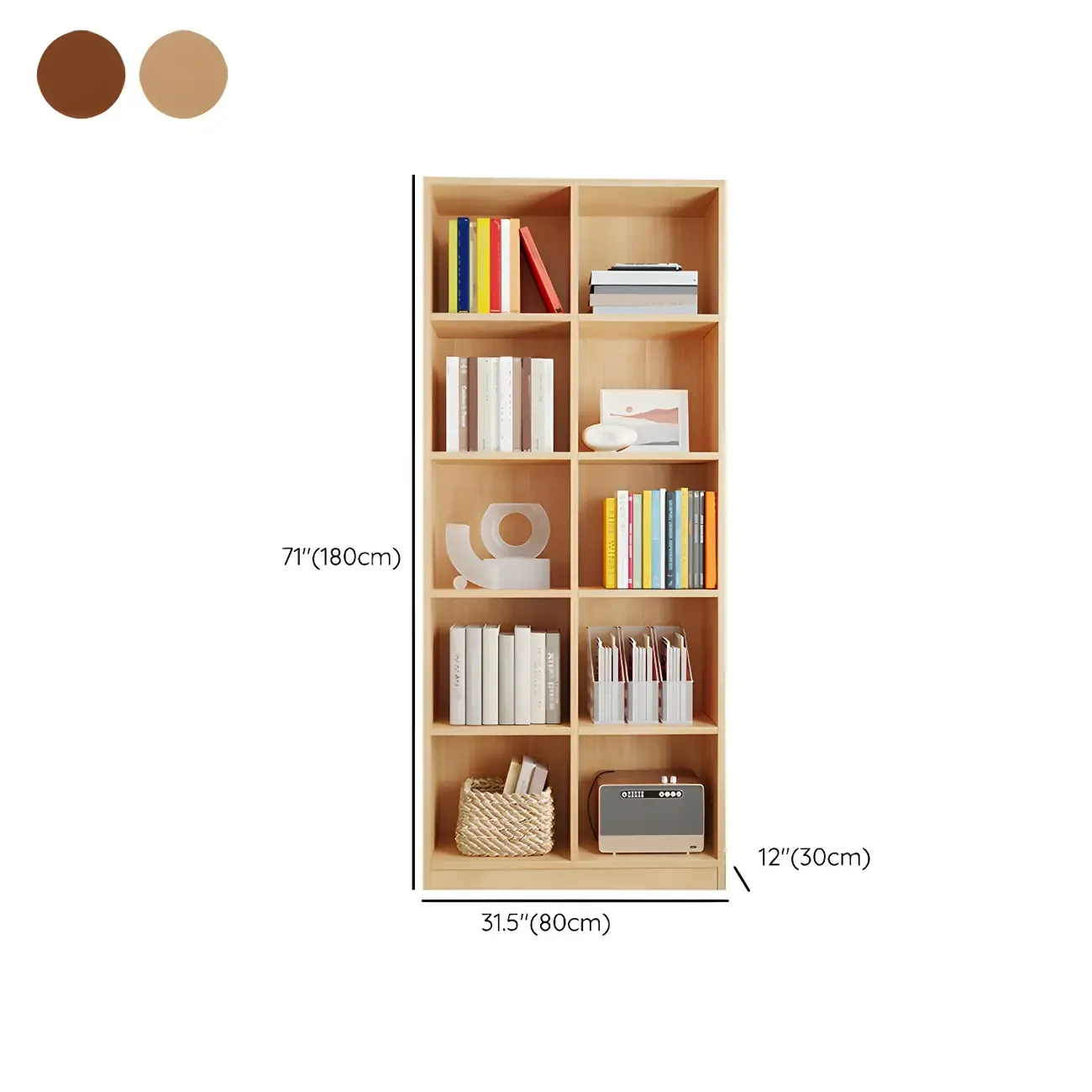 Modern Wooden Closed Back Bookcase with Shelves