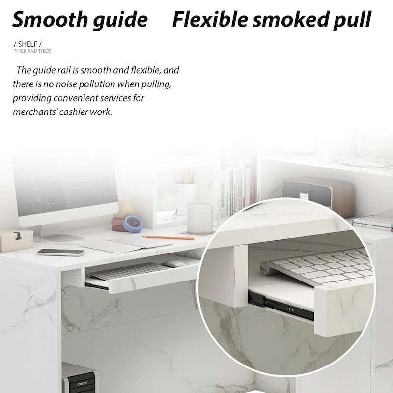 Timechee 55.9W 48.4H L-Shape Wood Reception Desk Drawer With Lock