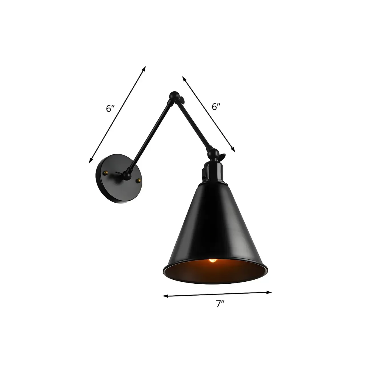 1-Light Cone Metal Swing Arm Wall Light