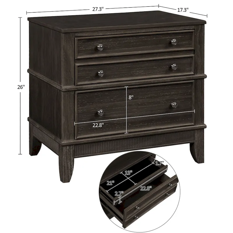 3-Drawer Nightstand