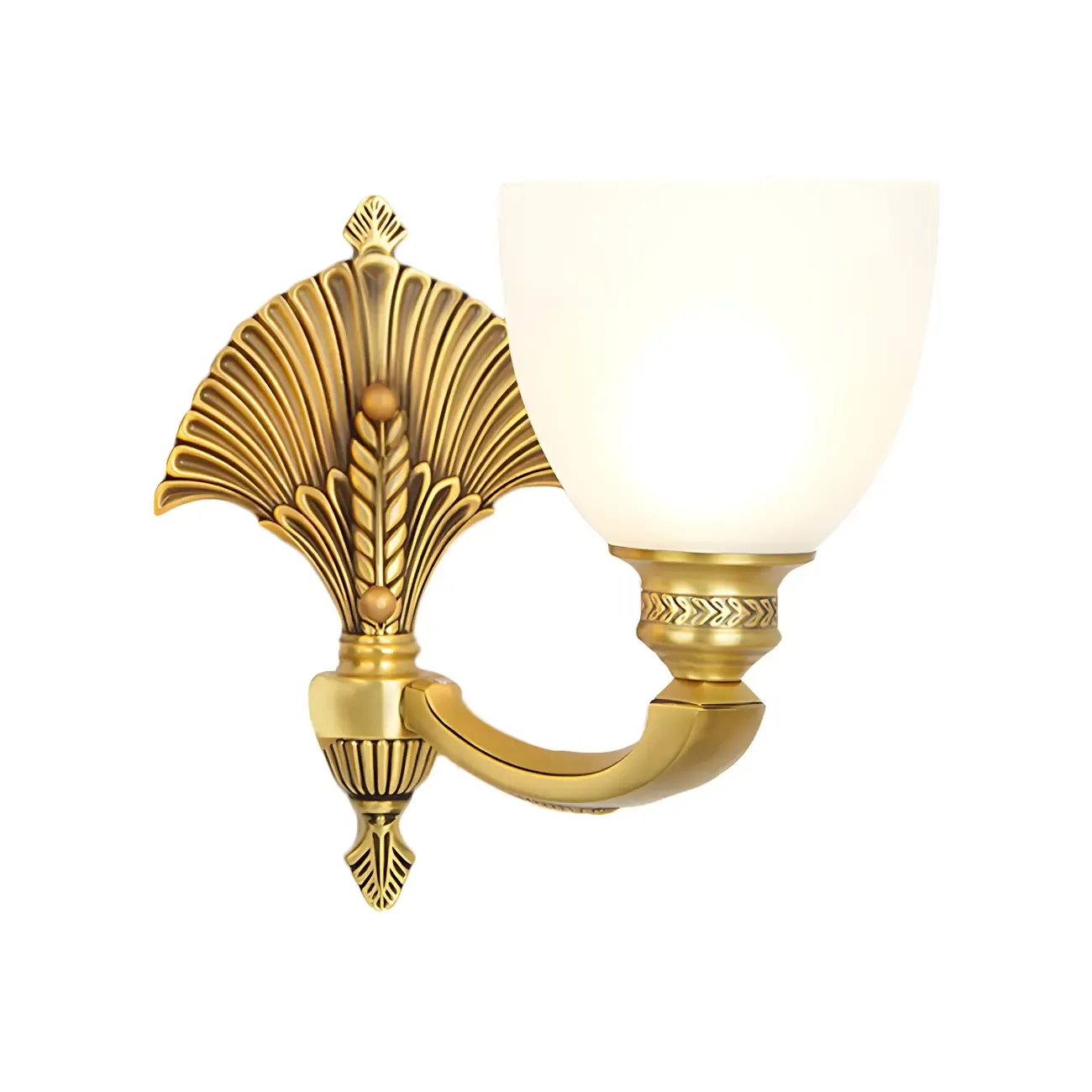 Colonial Bowl Brass Gold Glass Up Wall Light Fixture
