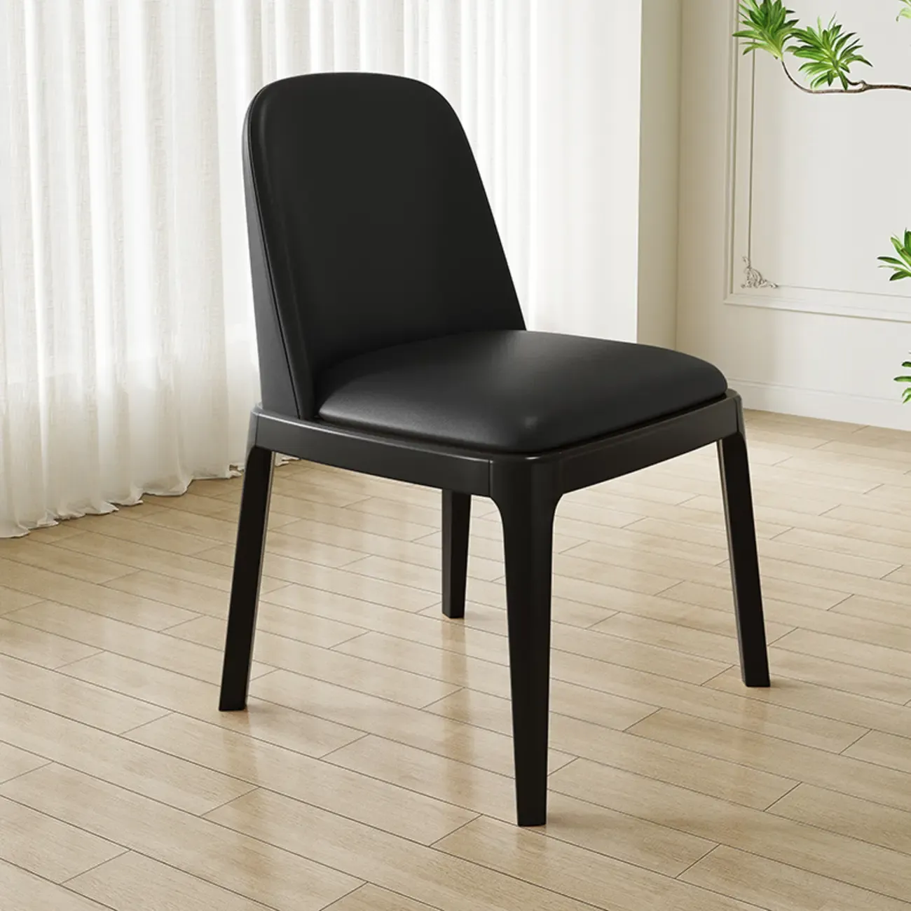 Modern Rubber Wood Upholstered Dining Chair Set of 2