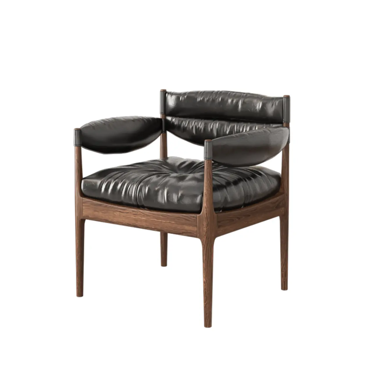Modern Oiled Leather Mid-Back Accent Armchair