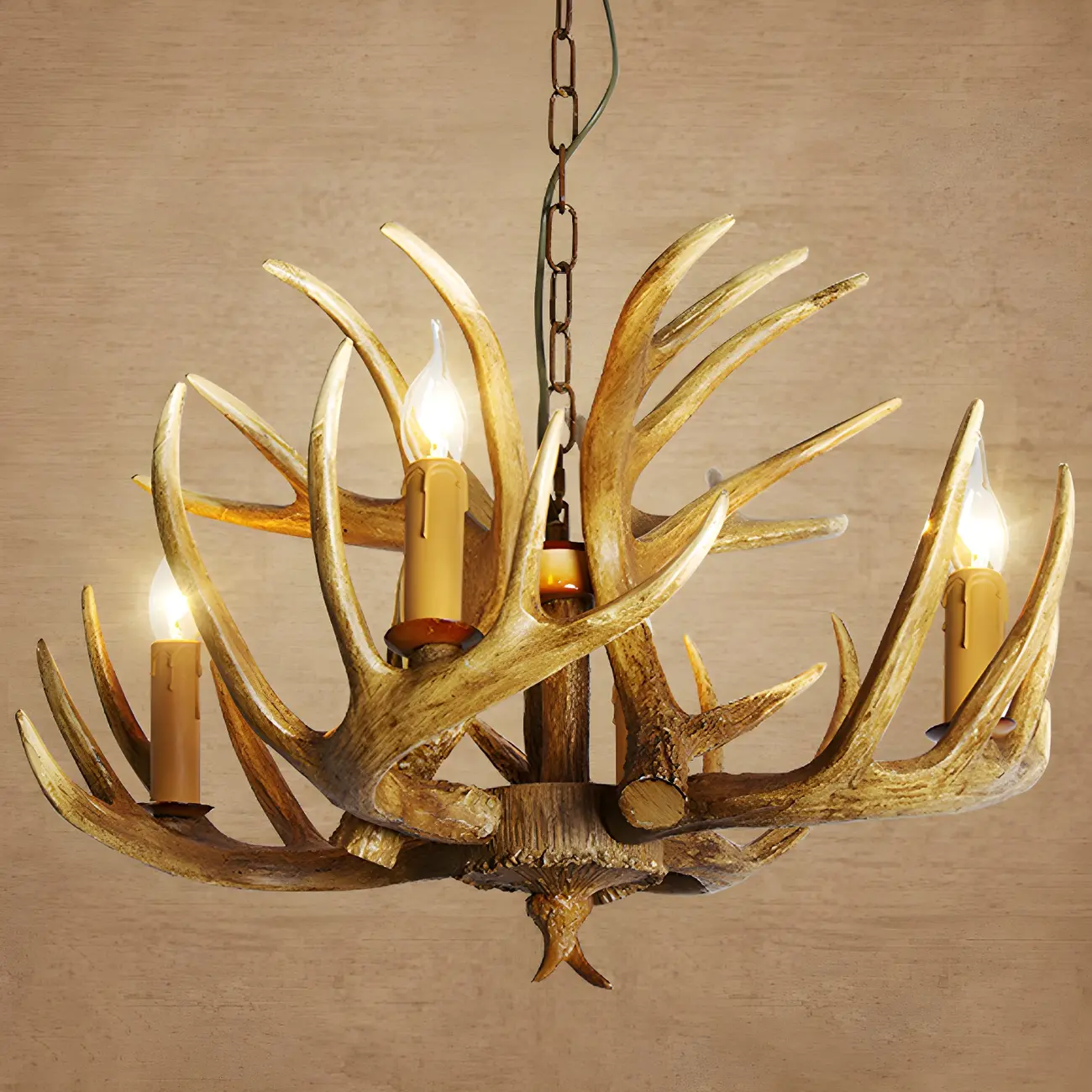 Rustic Unique Resin Antler Candelabra Chandelier