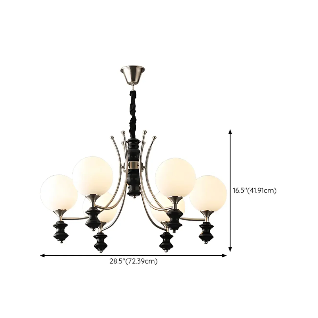 Multi-Light Globe Chandelier with White Glass Shades