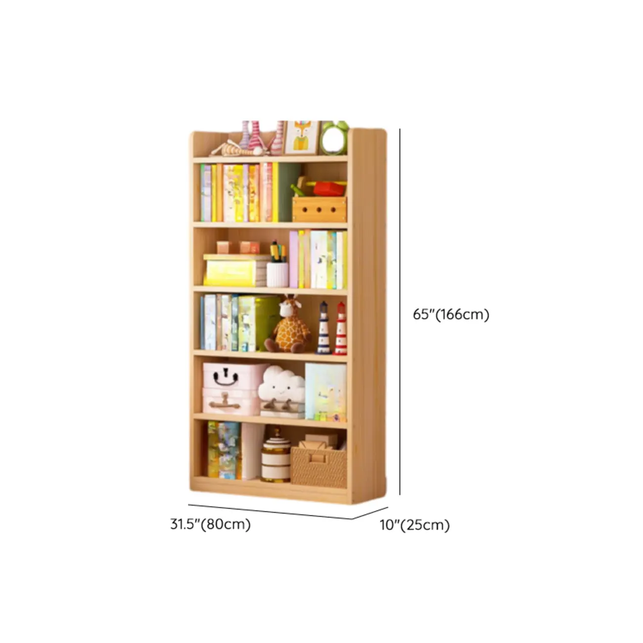 Solid Wood 5-Tier Display Open Shelving Unit Bookcase