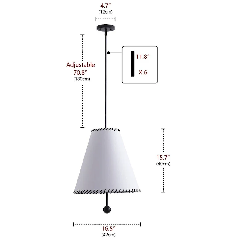 3-Light Off-White Fabric Shade Pendant Lighting - 16.5 D4.7 W86.5 H(Adjustable)