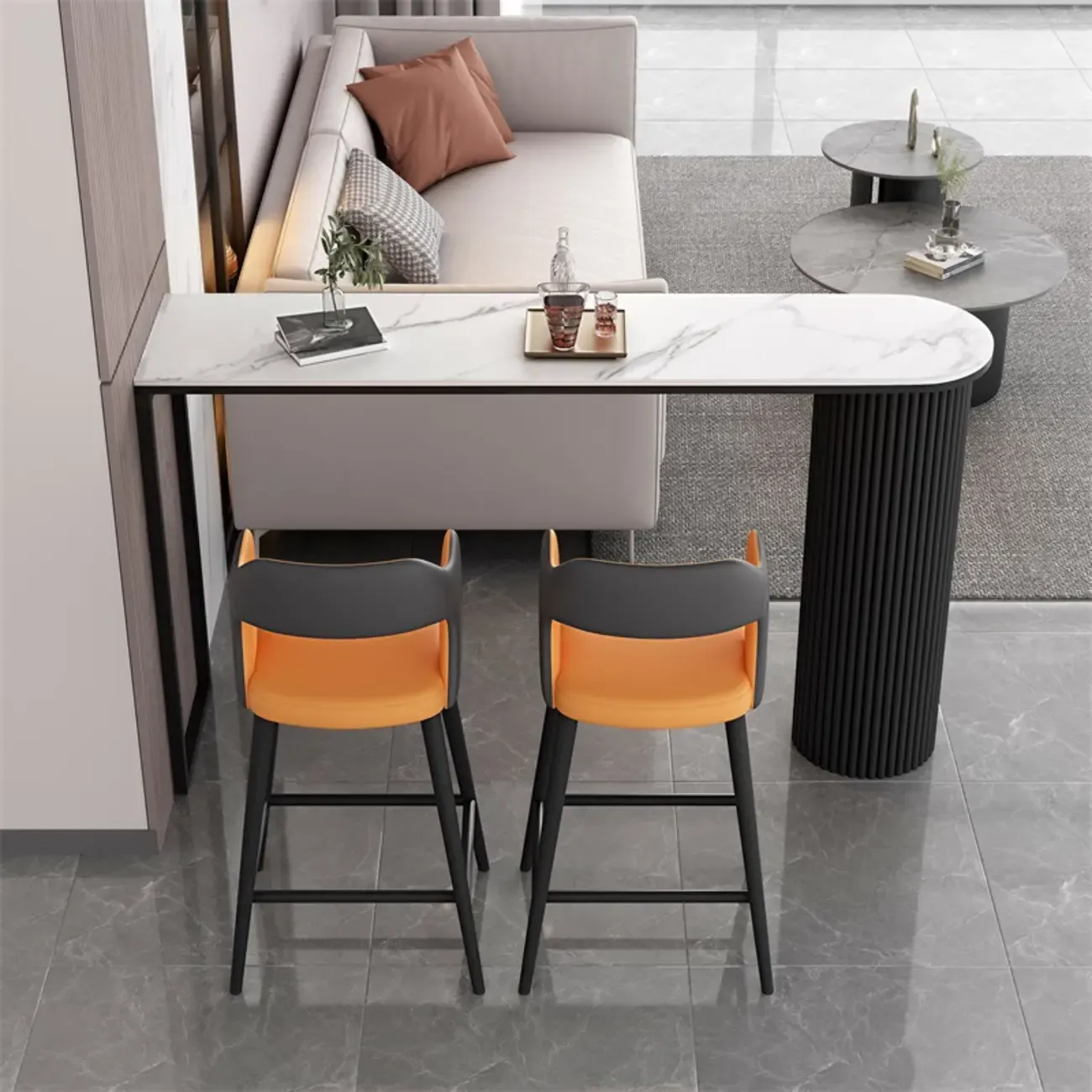 Modern Irregular Stone Metal Bar Tables
