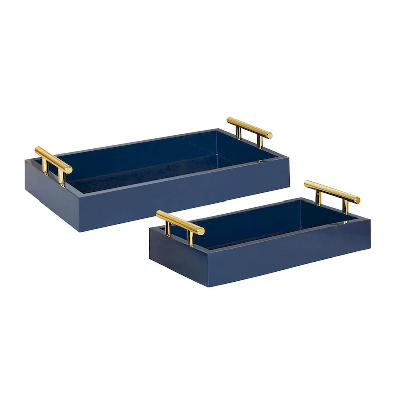 Kate and Laurel Lipton Rectangle Wood Tray Set - 2 Piece