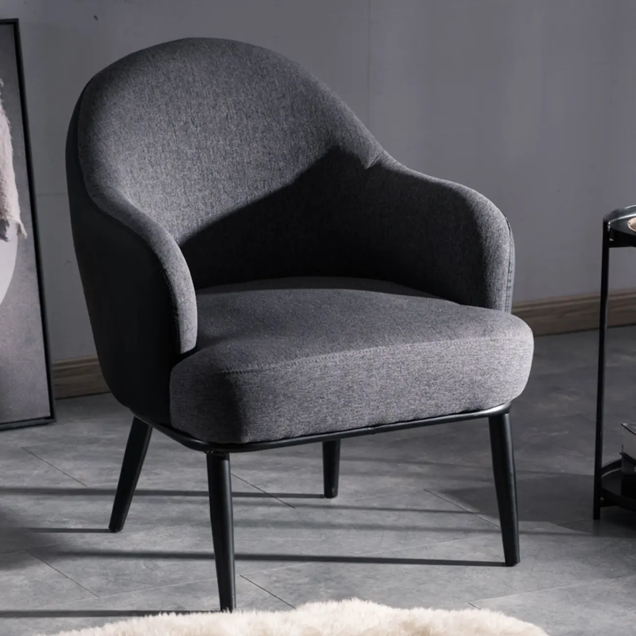 Modern Barrel Chair Faux Leather Living Room