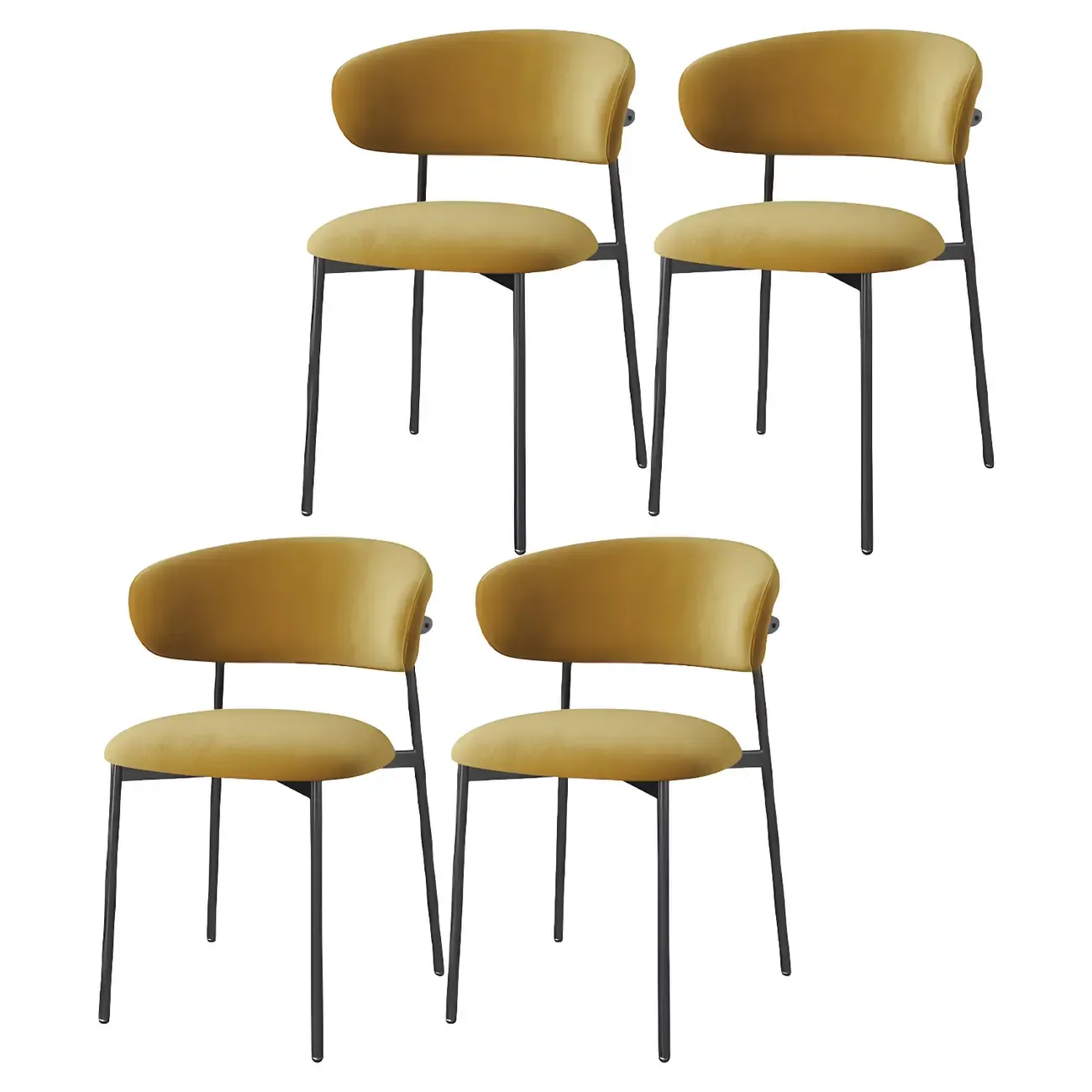 Scandinavian Velvet Upholstered Dining Room Chairs Set of 4